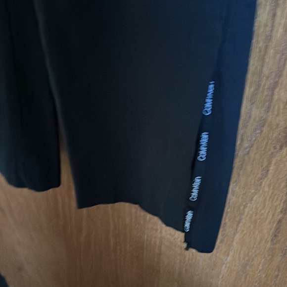 Calvin Klein black stretchy pants, pull on, worn once, side bottom slit! - Picture 2 of 4